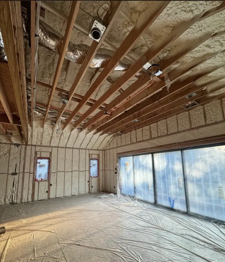 Interior walls and ceiling insulated with spray foam during new construction in Alice